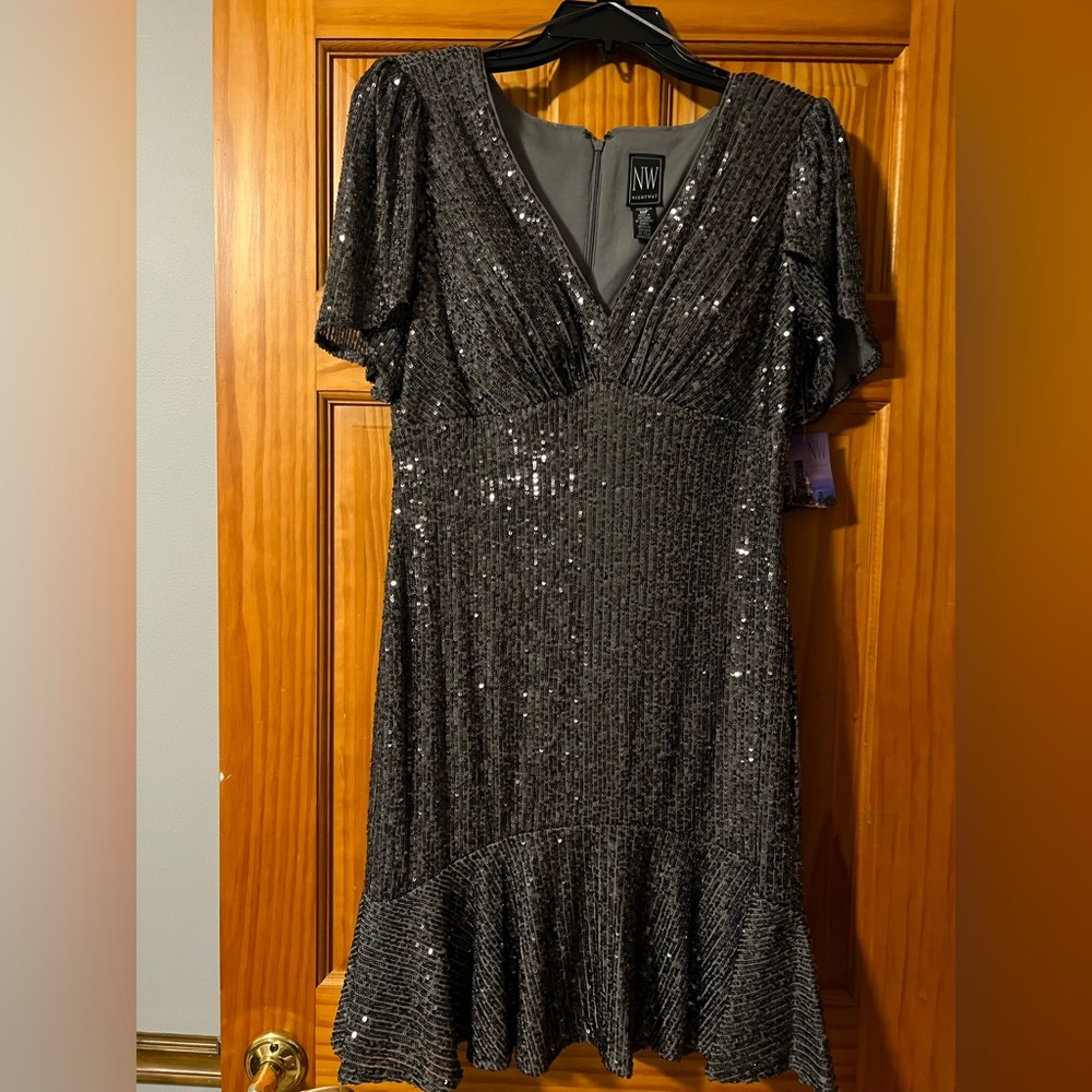 R&M Richards Nightway Short Sleeve Cocktail Dress Size 10P  NWT